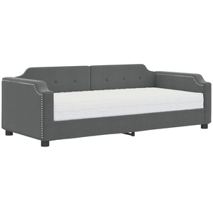 vidaXL Lit de jour avec matelas gris foncé 80x200 cm tissu pas cher