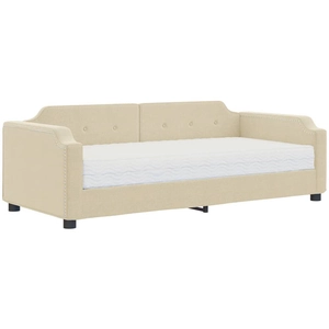 vidaXL Lit de jour avec matelas crème 80x200 cm tissu pas cher