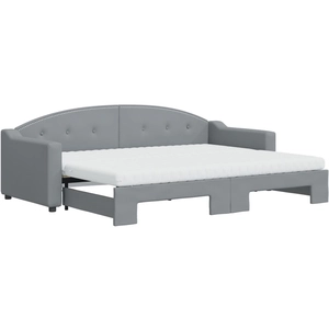 Comparateur de prix : vidaXL Lit de jour avec gigogne et matelas gris clair 90x200 cm tissu