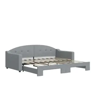 vidaXL Lit de jour avec lit gigogne gris clair 90x190 cm tissu pas cher