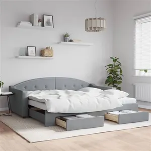 Comparateur de prix : vidaXL Lit de jour avec gigogne et tiroirs gris clair 90x200 cm tissu