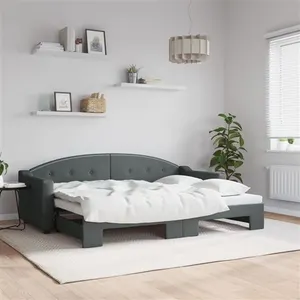 vidaXL Lit de jour avec lit gigogne gris foncé 80x200 cm tissu 3197526 pas cher