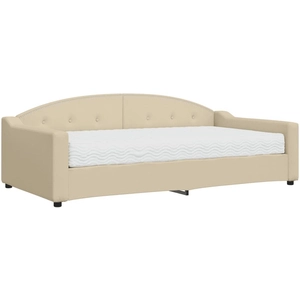 vidaXL Lit de jour avec matelas crème 100x200 cm tissu pas cher
