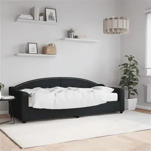 vidaXL Lit de jour avec matelas noir 80x200 cm tissu pas cher