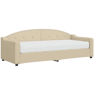 vidaXL Lit de jour avec matelas crème 80x200 cm tissu pas cher