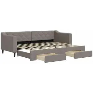 vidaXL Lit de jour avec gigogne et tiroirs sans matelas taupe 80x200cm pas cher