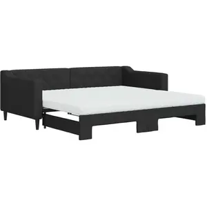 vidaXL Vidaxl Lit De Jour Avec Gigogne Et Matelas Noir 90x190 Cm Tissu pas cher