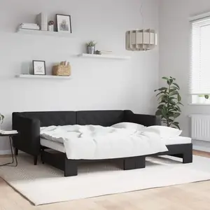 vidaXL Vidaxl Lit De Jour Avec Lit Gigogne Noir 90x190 Cm Tissu pas cher