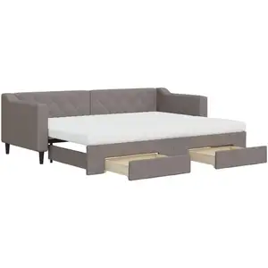 vidaXL Lit de jour avec gigogne et tiroirs taupe 80x200 cm tissu pas cher