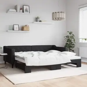 vidaXL Lit de jour avec lit gigogne noir 90x200 cm tissu pas cher