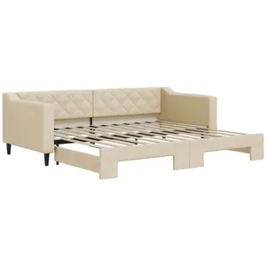 vidaXL Lit de jour avec lit gigogne crème 90x200 cm tissu pas cher