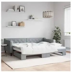 Comparateur de prix : vidaXL Lit de jour avec lit gigogne gris clair 90x200 cm tissu