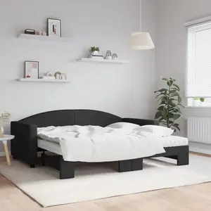 vidaXL Vidaxl Lit De Jour Avec Gigogne Et Matelas Noir 90x190 Cm Tissu pas cher