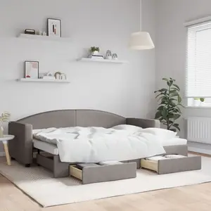 vidaXL Lit de jour avec gigogne et tiroirs sans matelas taupe 80x200cm pas cher