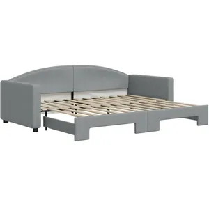 vidaXL Lit de jour avec lit gigogne gris clair 90x200 cm tissu pas cher