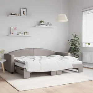 vidaXL Lit de jour avec gigogne sans matelas taupe 80x200 cm pas cher