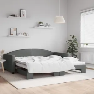 vidaXL vidaXL Lit de jour avec lit gigogne gris foncé 100x200 cm tissu pas cher