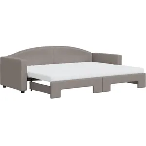 vidaXL Lit de jour avec gigogne et matelas taupe 80x200 cm tissu pas cher