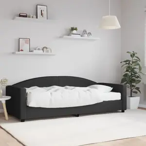vidaXL Lit de jour avec matelas noir 90x200 cm tissu pas cher