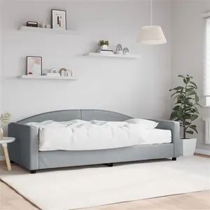 vidaXL Lit de jour avec matelas gris clair 100x200 cm tissu pas cher