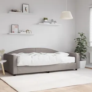 vidaXL Lit de jour avec matelas taupe 100x200 cm tissu pas cher