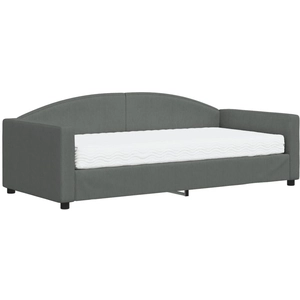 vidaXL Vidaxl Lit De Jour Avec Matelas Gris Foncé 90x190 Cm Tissu pas cher