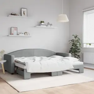 vidaXL Lit de jour avec lit gigogne gris clair 80x200 cm tissu 3197183 pas cher