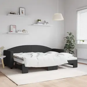 vidaXL Lit de jour avec lit gigogne noir 80x200 cm tissu pas cher