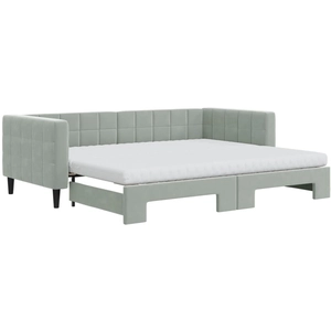 vidaXL Lit de jour et gigogne et matelas gris clair 100x200 cm velours
