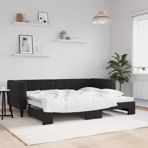 vidaXL Lit de jour avec lit gigogne noir 80x200 cm velours pas cher