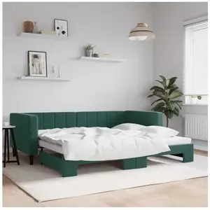 Lit de jour avec gigogne sans matelas vert foncé 90x200 cm Vidaxl pas cher