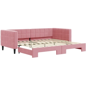 vidaXL Lit de jour avec lit gigogne rose 80x200 cm velours 3196687 pas cher