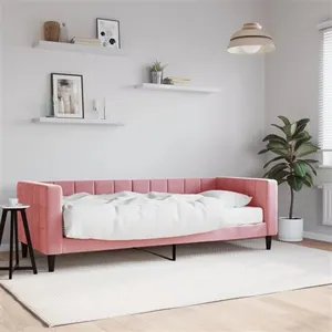 vidaXL Lit de jour avec matelas rose 80x200 cm velours pas cher