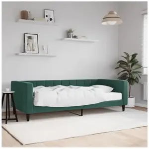 vidaXL Lit de jour avec matelas vert foncé 90x200 cm velours pas cher