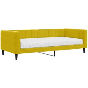 vidaXL Lit de jour avec matelas jaune 90x200 cm velours pas cher