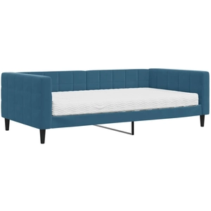 vidaXL Lit de jour avec matelas bleu 100x200 cm velours pas cher