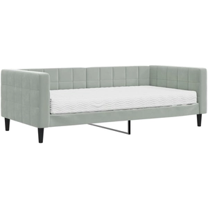 vidaXL Lit de jour avec matelas gris clair 90x200 cm velours pas cher