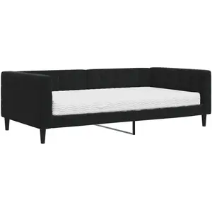 vidaXL Lit de jour avec matelas noir 100x200 cm velours pas cher