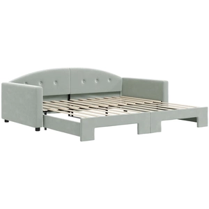 vidaXL Lit de jour avec lit gigogne gris clair 100x200 cm velours pas cher