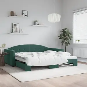 Comparateur de prix : Lit de jour avec gigogne sans matelas vert foncé 100x200 cm vidaXL