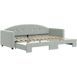 vidaXL Lit de jour avec lit gigogne gris clair 80x200 cm velours 3197294 pas cher