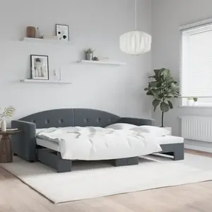 Lit de jour avec gigogne sans matelas gris foncé 90x200 cm vidaXL pas cher