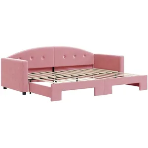 vidaXL Lit de jour avec lit gigogne rose 80x200 cm velours 3197297 pas cher