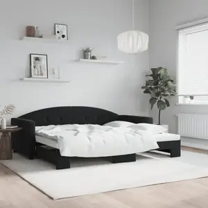 vidaXL Lit de jour avec lit gigogne noir 90x200 cm velours pas cher