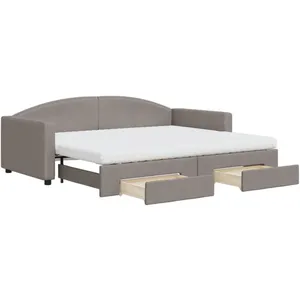 vidaXL Vidaxl Lit De Jour Avec Gigogne Et Tiroirs Taupe 90x200 Cm Tissu