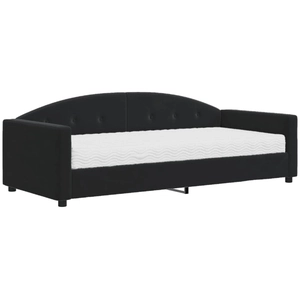 vidaXL Lit de jour avec matelas noir 90x200 cm velours pas cher