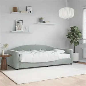 vidaXL Lit de jour avec matelas gris clair 90x200 cm velours pas cher