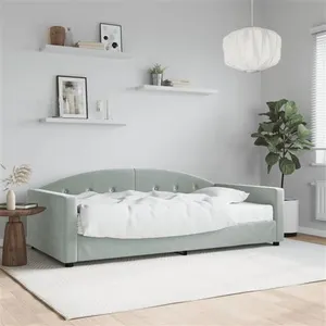 vidaXL Lit de jour avec matelas gris clair 100x200 cm velours pas cher