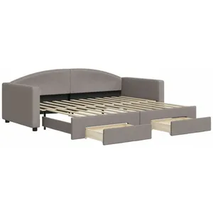 vidaXL Lit de jour avec gigogne et tiroirs sans matelas taupe 90x200cm pas cher