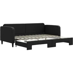 vidaXL Lit de jour avec lit gigogne noir 90x200 cm tissu